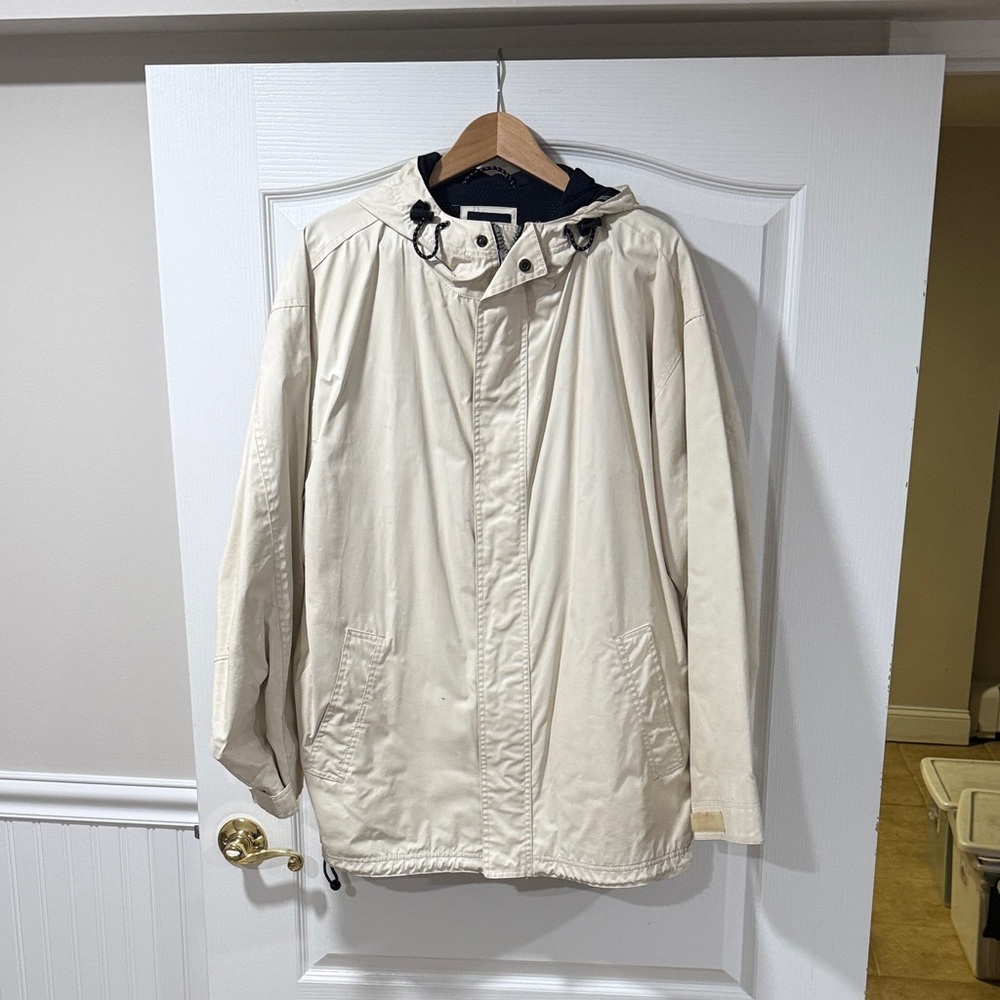 GAP Men's Beige Hooded Raincoat